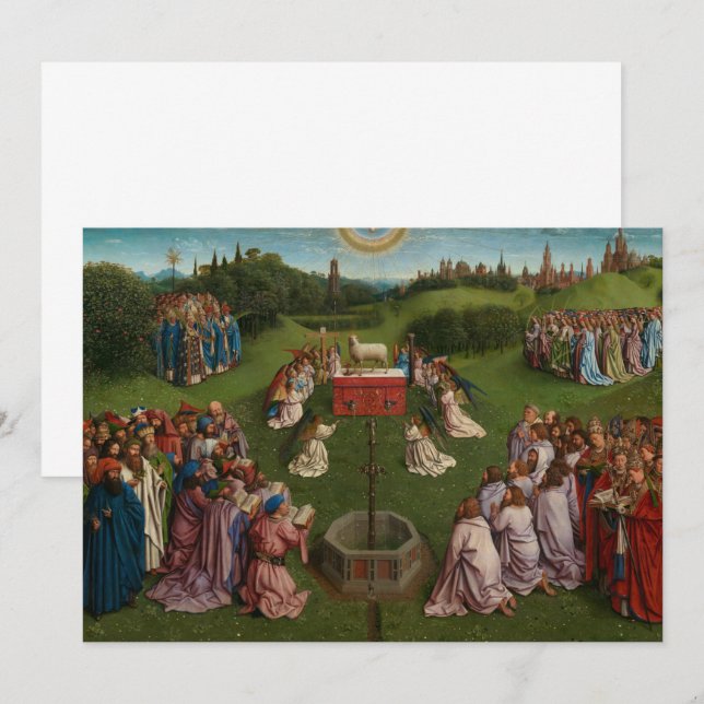 Carte De Remerciements Adoration de l'agneau mystique, le retable de Gand (Devant / Derrière)