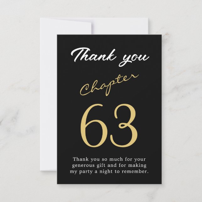 Carte De Remerciements Adulte Anniversaire Noir N'importe quel âge (Devant)