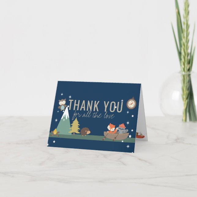 Carte De Remerciements Adventure Woodland Marine Boy Baby shower (Devant)