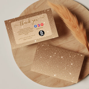 Carte De Remerciements Affaires de Luxe Paillettes Or