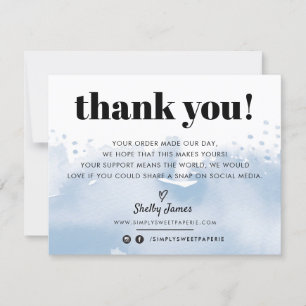 Carte De Remerciements AFFAIRES GRÂCE à l'aquarelle moderne bleu pâle LOG