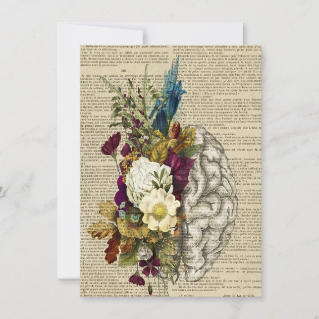 Carte De Remerciements affiche d'anatomie du cerveau floral médical (Devant)