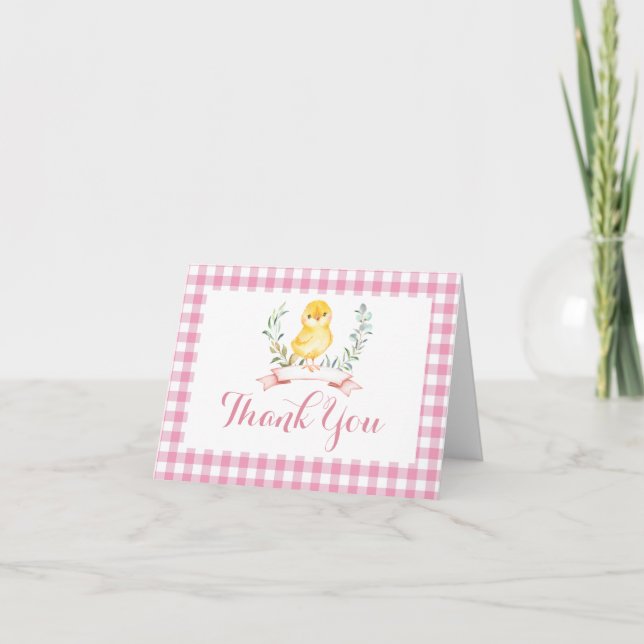 Carte De Remerciements affiche de bienvenue du baby shower de poulet pous (Devant)