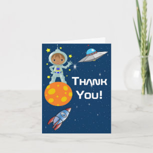 Carte De Remerciements African American Boy Astronaute Thank You Note