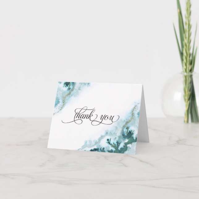 Carte De Remerciements Agate de mousse aquarelle sarcelle moderne Barefoo (Devant)