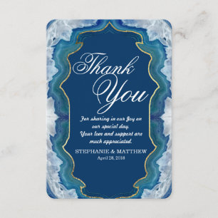 Carte De Remerciements Agate Elegant Pretty Blue Geode Motif Turquoise