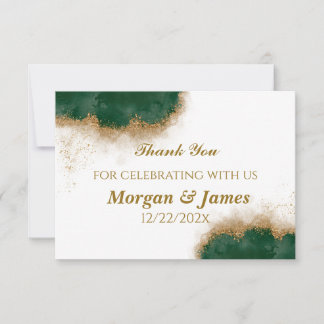 Carte de remerciements Agate Green & Gold Mariage