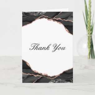 Carte De Remerciements Agate noir blanc Rose or Mariage de l'huile d'or P