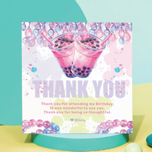 Carte De Remerciements Âge Anniversaire Boba Bubble Tea