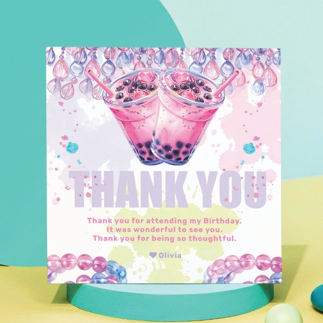 Carte De Remerciements Âge Anniversaire Boba Bubble Tea (Créateur téléchargé)