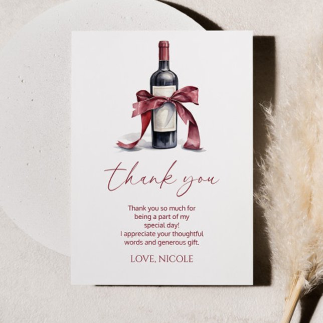 Carte De Remerciements Aged To Perfection Red Wine Bow Birthday Party (Créateur téléchargé)