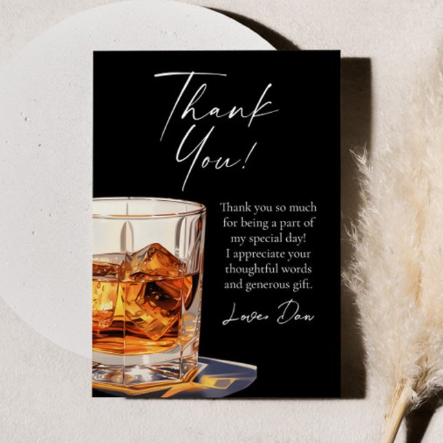 Carte De Remerciements Aged To Perfection Whisky Glass Birthday Party (Créateur téléchargé)