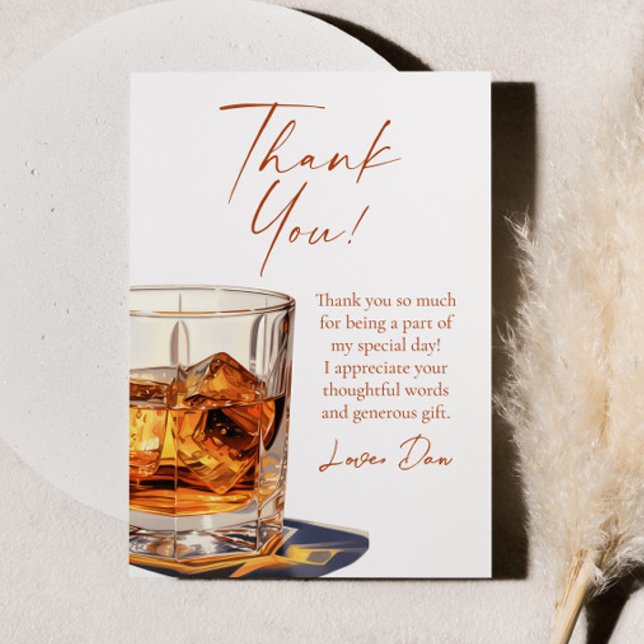 Carte De Remerciements Aged To Perfection Whisky Glass Birthday Party (Créateur téléchargé)