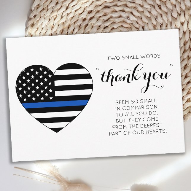 Carte De Remerciements Agent de police Cœur Drapeau américain Police (Créateur téléchargé)