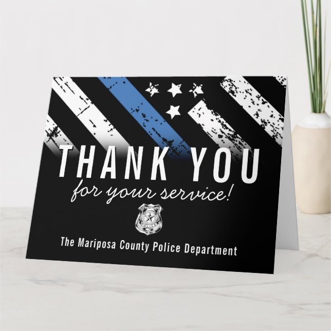 Carte De Remerciements Agent de police Ligne bleue Drapeau Premier répond (Devant)