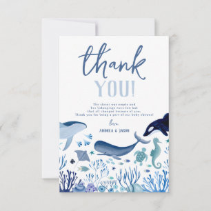 Carte De Remerciements Ahoy C'est un Garçon Bleu sous le Baby shower mari