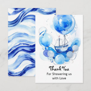 Carte De Remerciements Ahoy Là ! Baby shower Nautical Magic Boy