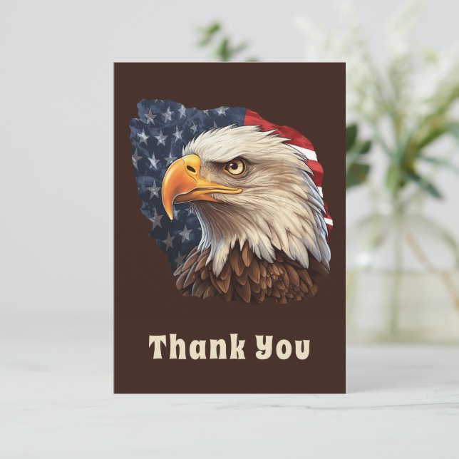 Carte De Remerciements Aigle à drapeau américain (Debout devant)