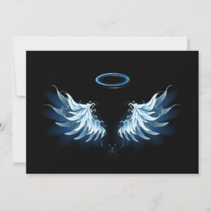 Carte De Remerciements Ailes d'angle brillant bleu sur arrière - plan noi