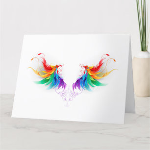 Carte De Remerciements Ailes fluffy arc-en-ciel