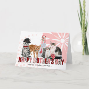 Carte De Remerciements Ajouter la relation ou Nom Fête des Mères Chats en