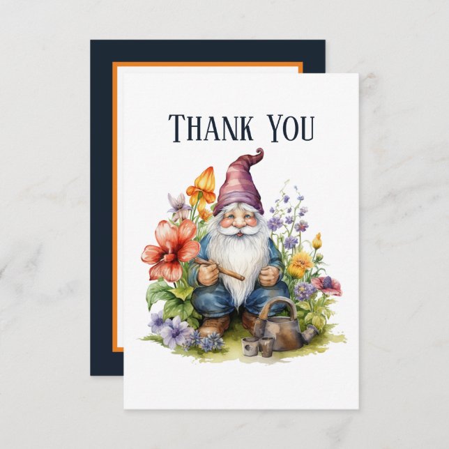 Carte De Remerciements Ajouter un message Gnome (Devant / Derrière)