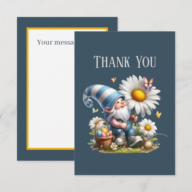 Carte De Remerciements Ajouter un message Gnome (Devant / Derrière)