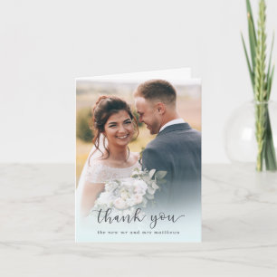 Carte De Remerciements Ajouter votre photo Elegant Eucalyptus Mariage Scr