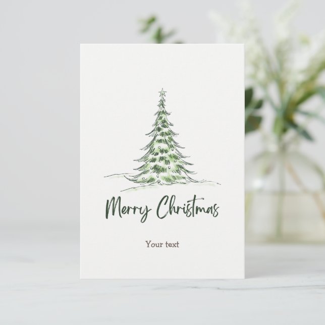 Carte De Remerciements Ajouter votre texte Aquarelle adorable arbre de No (Debout devant)