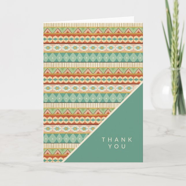 Carte De Remerciements Ajouter votre texte | Motif tribal aquarelle (Devant)
