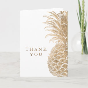 Carte De Remerciements Ajouter votre texte   Pinneapple Tropical Or