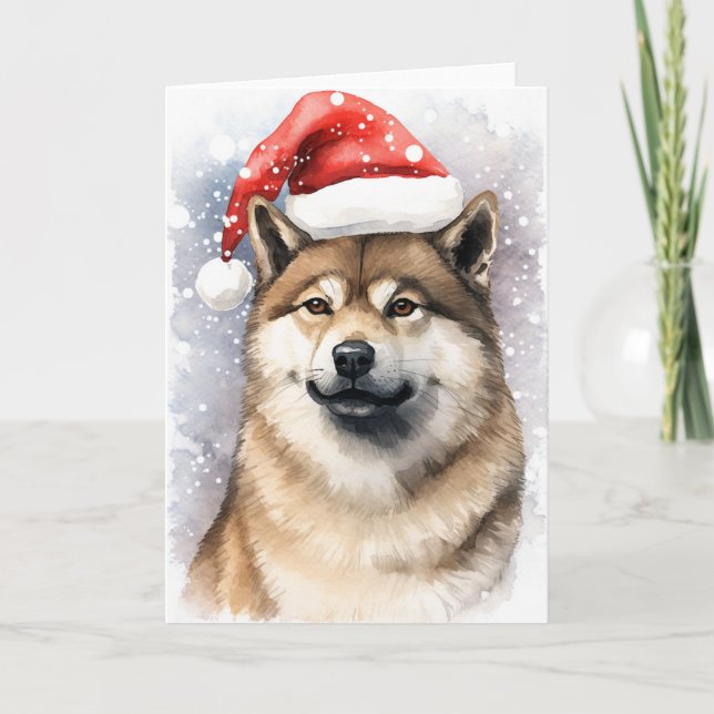 Carte De Remerciements Akita Chien Noël Père Noël Paws Festival (Devant)