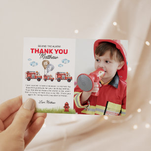 Carte De Remerciements Alarme photo d'anniversaire du pompier