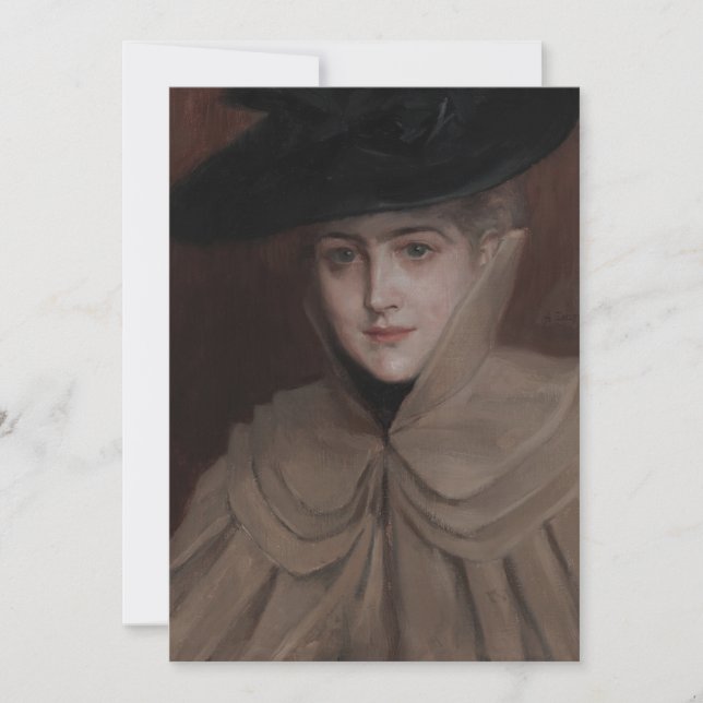Carte De Remerciements Albert Edelfeel - Portrait d'une jeune femme (Devant)
