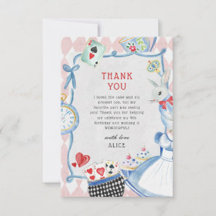 Carte De Remerciements Alice au pays des merveilles Anniversaire