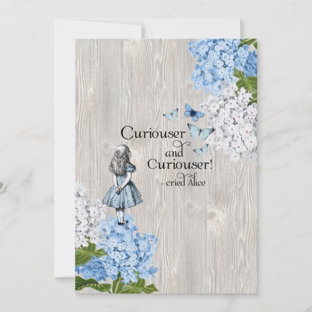 Carte De Remerciements Alice au pays des merveilles Curiouser Floral Grey (Devant)