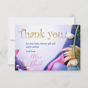 Carte De Remerciements Alice au pays des merveilles, parties scintillant 