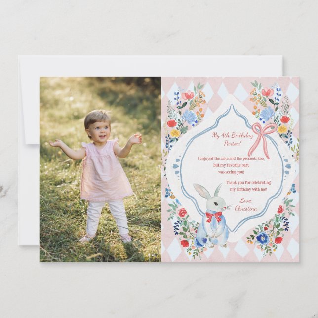 Carte De Remerciements Alice enchantée au pays des merveilles Photo d'ann (Devant)
