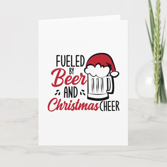 Carte De Remerciements Alimenté par la bière et la fête de Noël (Devant)