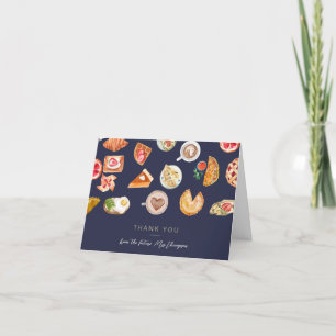 Carte De Remerciements Aliments illustrés Fête des mariées bleu foncé Bru