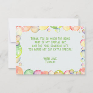 Carte De Remerciements Allez-y ! Boules de savon enfant d'anniversaire
