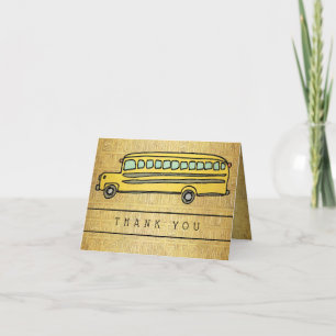 Carte De Remerciements Alphabet Gold du bus scolaire