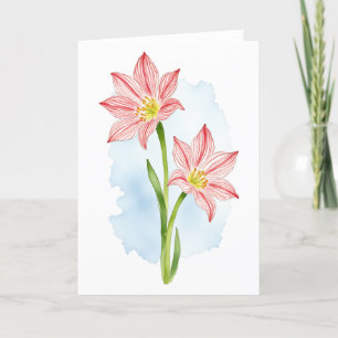 Carte De Remerciements Amaryllis Fleur Aquarelle