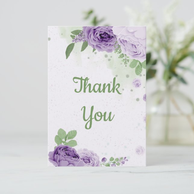 Carte De Remerciements amazing purple flowers greenery botanical  (Debout devant)