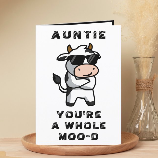 Carte De Remerciements Ambiance moo vache drôle Tante Joyeux anniversaire (Funny Cow Moo Mood Aunt Happy Birthday Thank You Card)