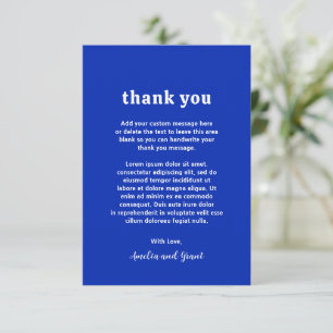 Carte De Remerciements Amelia Royal Blue Mariage moderne