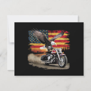 Carte De Remerciements American Flag Mocycle Tshirt USA Flag Bike Ret