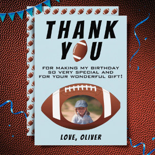 Carte De Remerciements American Football Ball Birthday Boy Photo