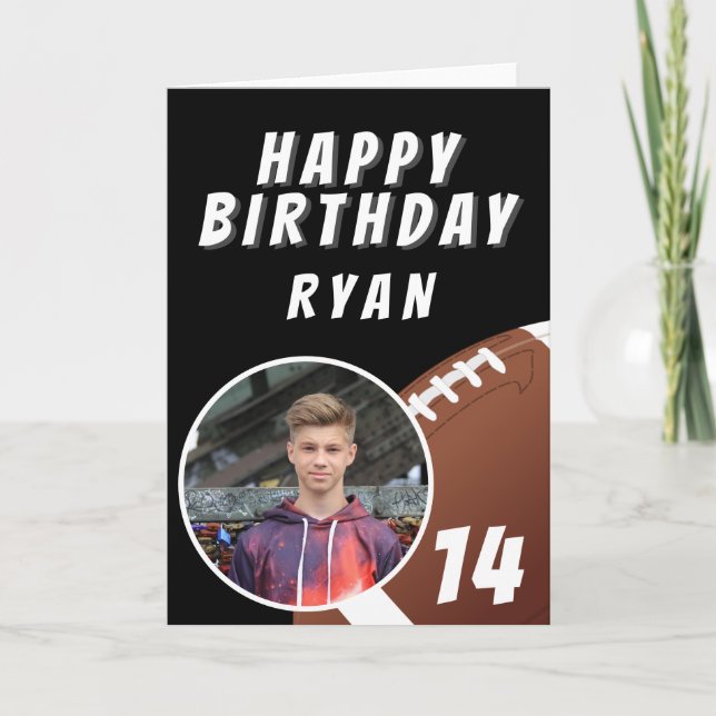 Carte De Remerciements American Football Ball Photo Joyeux anniversaire (Devant)