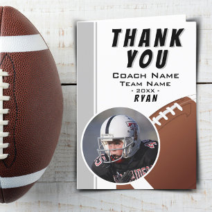 Carte De Remerciements American Football Coach Football Ball Grey Photo